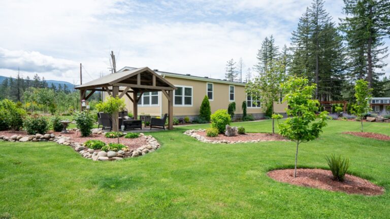 An exterior of a modern manufactured home